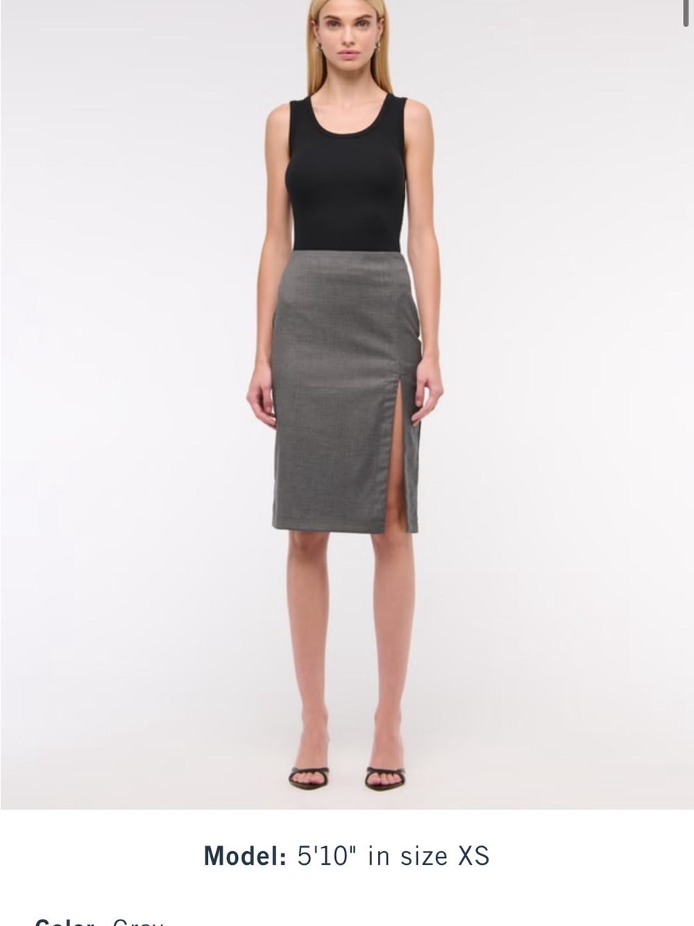Abercrombie & Fitch Charcoal Gray Midi Pencil Skirt with Side Slit